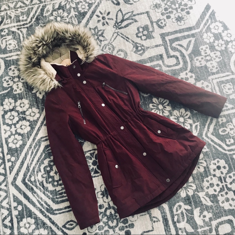 NAUTICA FAUX FUR TRIM HOOD ANORAK JACKET COAT XS